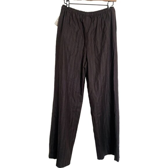 NWT Eskandar 100% Wool Wide Leg Drawstring Pinstripe Pants Trousers O Brown - Picture 3 of 6